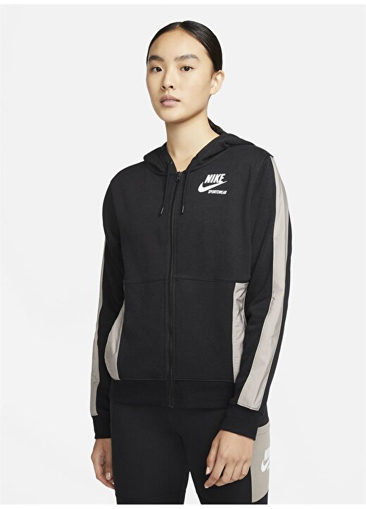 Nike DD5671-010 O Yaka Standart Kalıp Siyah Kadın Fermuarlı Sweatshirt 1
