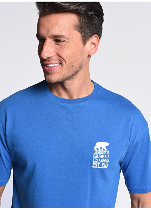 Ucla DIXON Bisiklet Yaka Oversize Baskılı Mavi Erkek T-Shirt 4