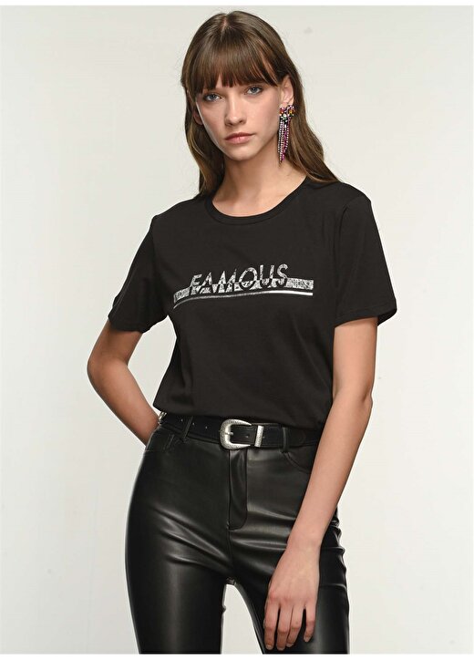 NGSTYLE Siyah Kadın T-Shirt 4