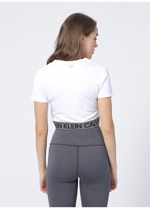 Calvin Klein 00GWF1K148WO - Cropped Yuvarlak Yaka Normal Düz Beyaz Kadın T-Shirt 4