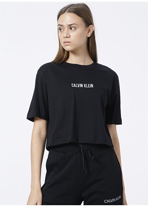 Calvin Klein 00GWS1K197PW Yuvarlak Yaka Regular Fit Düz Siyah Kadın T-Shirt 3