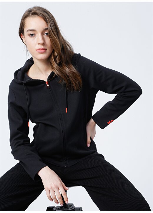 Sweaters K-Milano Kapüşonlu Standart Kalıp Düz Siyah Kadın Sweatshirt 2