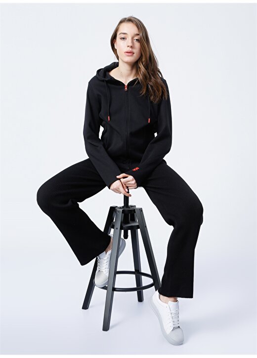 Sweaters K-Milano Kapüşonlu Standart Kalıp Düz Siyah Kadın Sweatshirt 3