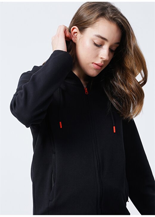 Sweaters K-Milano Kapüşonlu Standart Kalıp Düz Siyah Kadın Sweatshirt 4