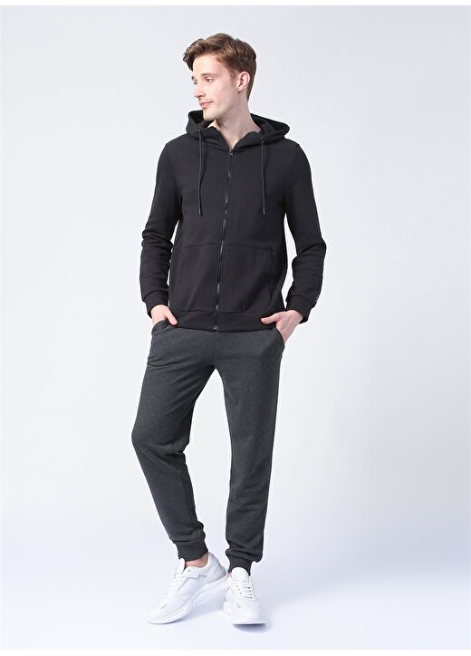 Sweaters E-Bolonya Kapüşonlu Standart Kalıp Düz Siyah Erkek Sweatshirt 2