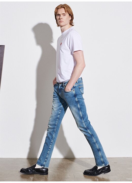 Wrangler Düşük Bel Slim Fit Mavi Erkek Denim Pantolon W18S5936A-400_Larston 2