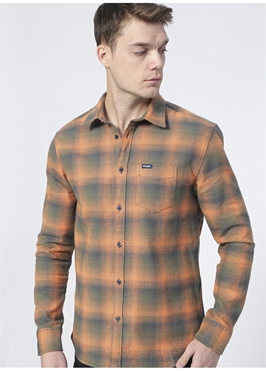 Wrangler Düz Turuncu Erkek Gömlek W5A13BXT2_Flannel Shirt 1