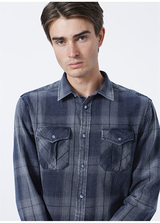 Wrangler Kareli Koyu Lacivert Erkek Gömlek W212010411_Long Sleeve Check Shirt 1