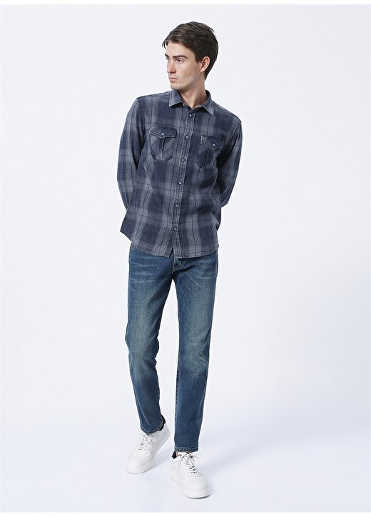 Wrangler Kareli Koyu Lacivert Erkek Gömlek W212010411_Long Sleeve Check Shirt 2