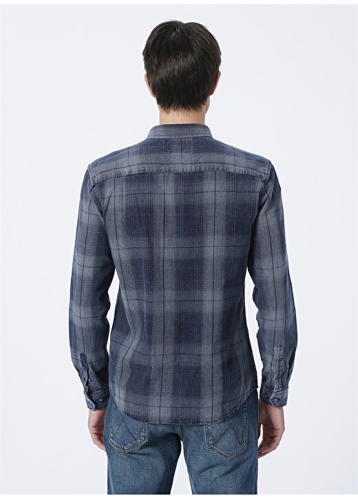 Wrangler Kareli Koyu Lacivert Erkek Gömlek W212010411_Long Sleeve Check Shirt 4