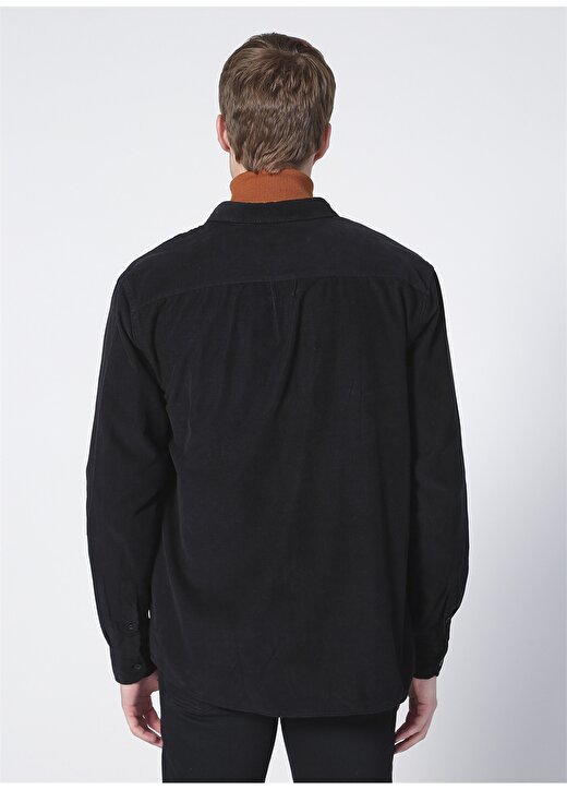 Wrangler W5A14A100 Corduroy Shirt Gömlek Yaka Normal Kalıp Fitilli Siyah Erkek Gömlek 4