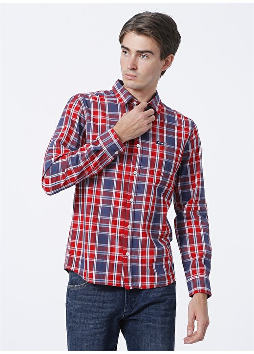 Wrangler W5a14mxcj_Cotton Check Shirt Normal Kalıp Kareli Kırmızı Erkek Gömlek 1