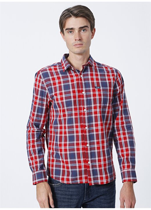 Wrangler W5a14mxcj_Cotton Check Shirt Normal Kalıp Kareli Kırmızı Erkek Gömlek 3