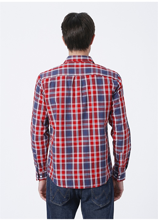 Wrangler W5a14mxcj_Cotton Check Shirt Normal Kalıp Kareli Kırmızı Erkek Gömlek 4