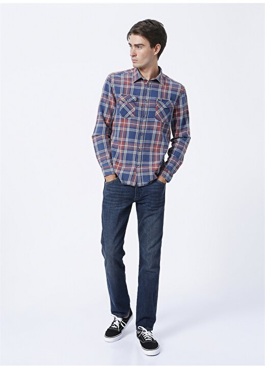 Wrangler Kareli Lacivert Erkek Gömlek W212014410_Long Sleeve Check Shirt 2