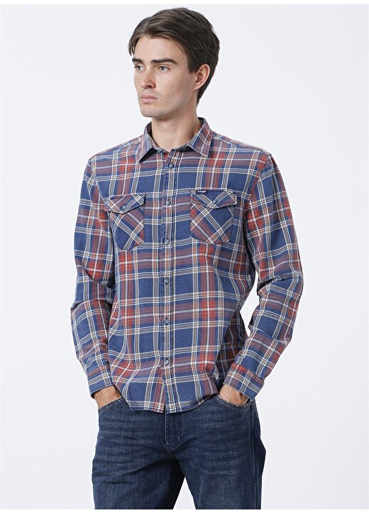 Wrangler Kareli Lacivert Erkek Gömlek W212014410_Long Sleeve Check Shirt 3