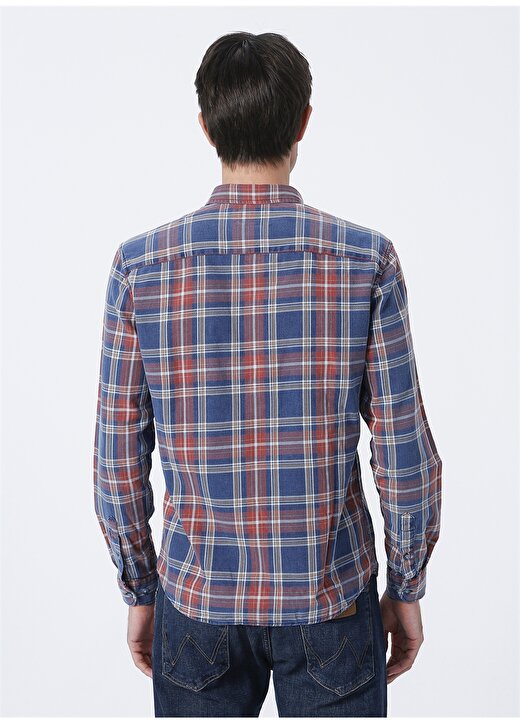 Wrangler Kareli Lacivert Erkek Gömlek W212014410_Long Sleeve Check Shirt 4
