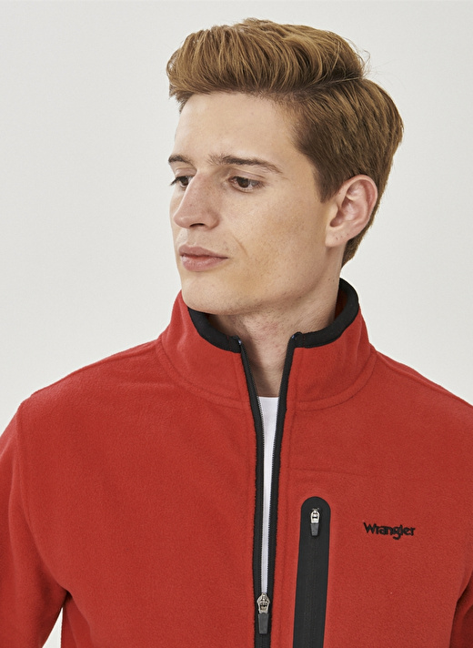 Wrangler Fermuarlı Regular Fit Düz Kırmızı Erkek Şardonlu Polar Sweatshirt W212981600_Full Zip  2