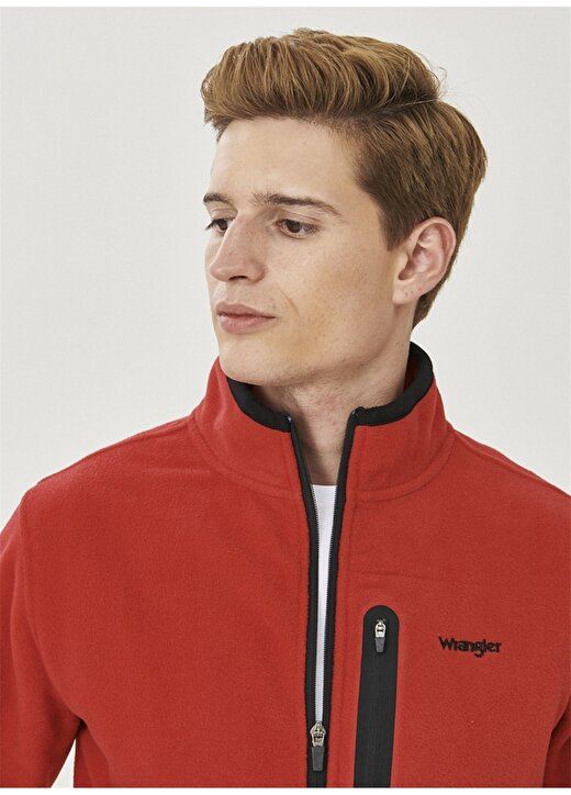 Wrangler Fermuarlı Regular Fit Düz Kırmızı Erkek Şardonlu Polar Sweatshirt W212981600_Full Zip 2