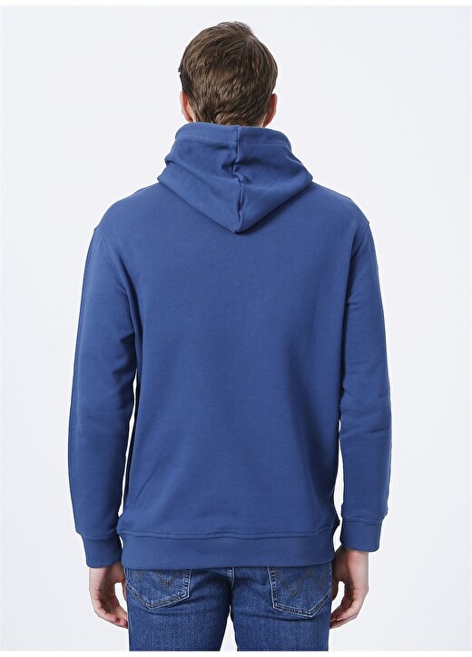 Wrangler W212237400_Hoodie Kapüşonlu Regular Fit Baskılı Mavi Erkek Sweatshirt 4
