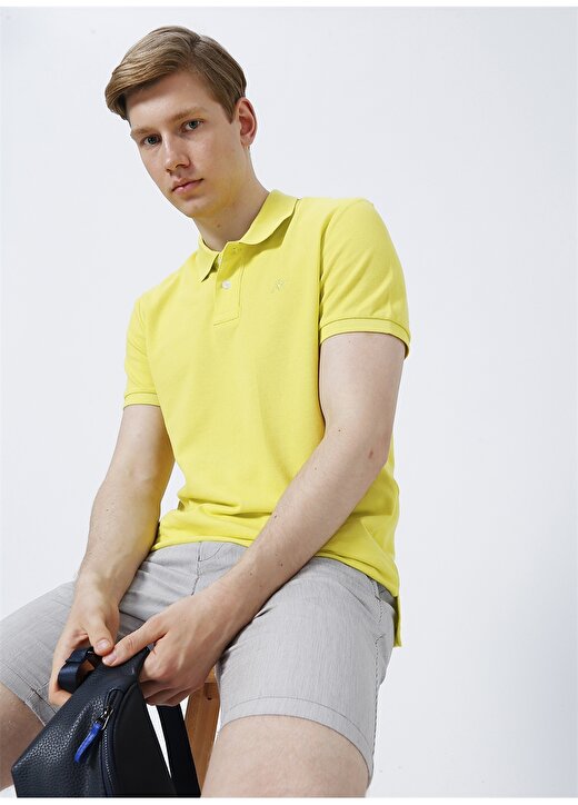 Aeropostale 7542 Standart Kalıp Düz Sarı Erkek Polo T-Shirt 1