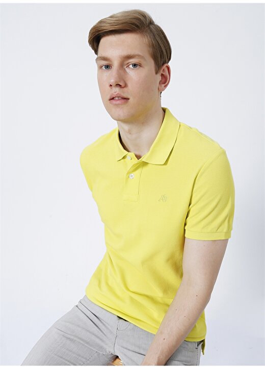Aeropostale 7542 Standart Kalıp Düz Sarı Erkek Polo T-Shirt 3