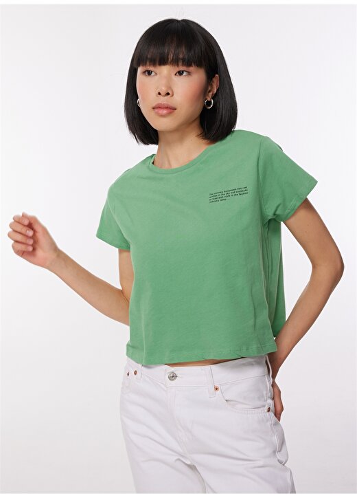 Aeropostale Bisiklet Yaka Crop Yeşil Kadın T-Shirt - K-Belenus-Y 2