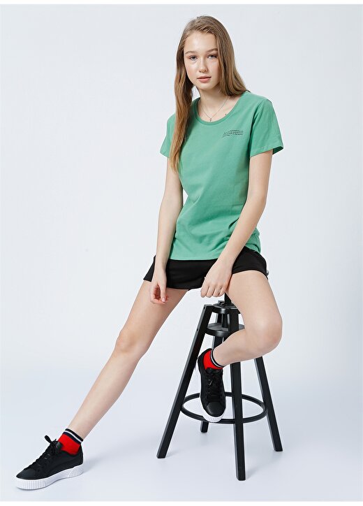 Aeropostale Bisiklet Yaka Regular Fit Yeşil Kadın T-Shirt - K-Metis-Y 2