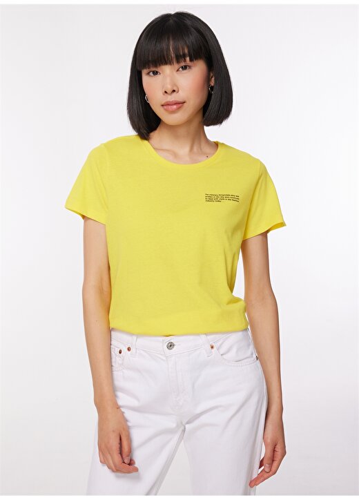 Aeropostale K-Metis-Y Bisiklet Yaka Kısa Kollu Regular Fit Baskılı Sarı Kadın T-Shirt 3