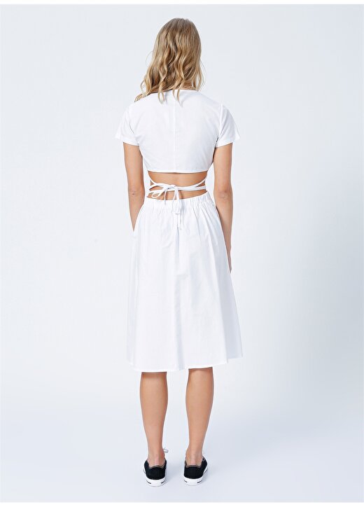 Limon Kruvaze Kadın Uzun Standart Beyaz Elbise GOLF 4