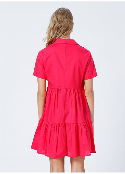 Limon Gömlek Yaka Düz Mini Pembe Kadın Elbise ISABEL 4