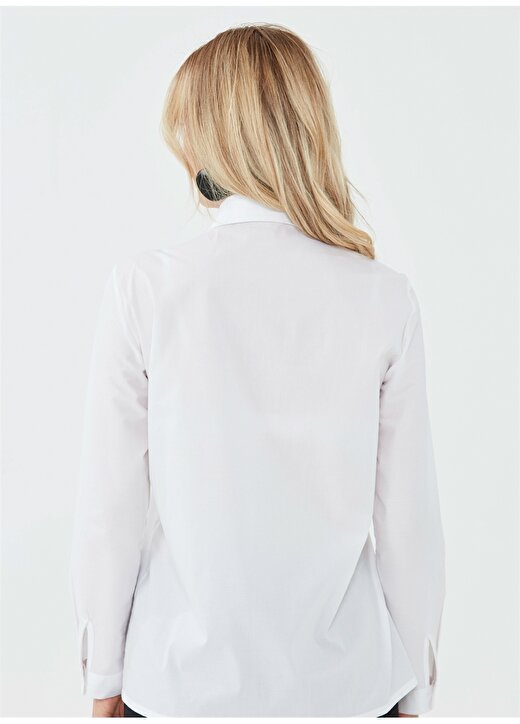 Selen 21KSL8172 Gömlek Yaka Standart Kalıp Düz Beyaz Kadın Bluz 4