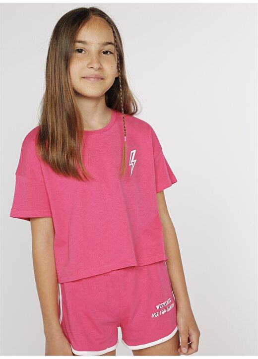 Funky Rocks Baskılı Fuşya Kız Çocuk T-Shirt FUNKY G02 3