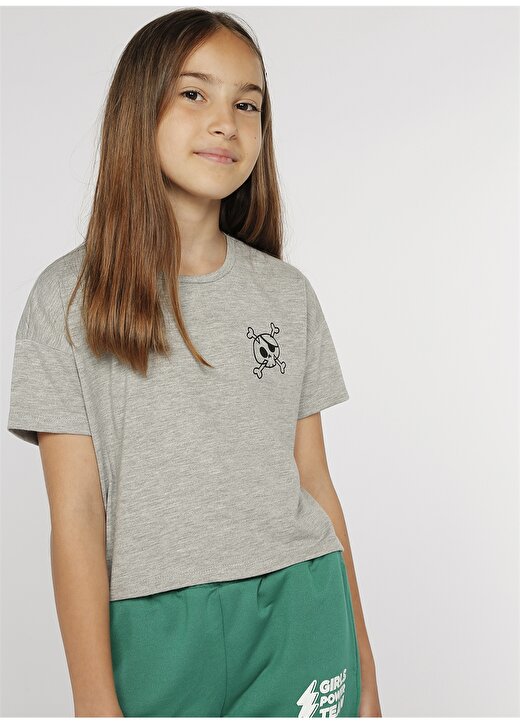 Funky Rocks Baskılı Gri Melanj Kız Çocuk T-Shirt FUNKY G01 3