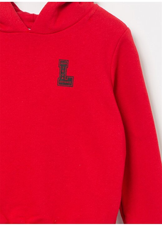 Limon Kapüşonlu Normal Kalıp Baskılı Kırmızı Erkek Çocuk Sweatshirt - Basıc Boy 11 2