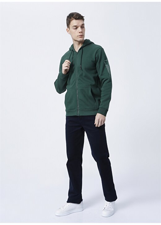 Only & Sons Kapüşonlu Uzun Kollu Normal Kalıp Düz Koyu Yeşil Erkek Sweatshirt 2