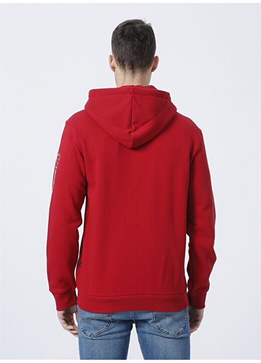 Only & Sons Kapüşonlu Uzun Kollu Normal Kalıp Düz Kırmızı Erkek Sweatshirt 4