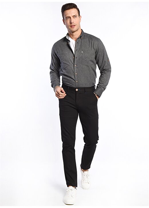 Ucla Granada Normal Bel Slim Fit Düz Siyah Erkek Pantolon 2