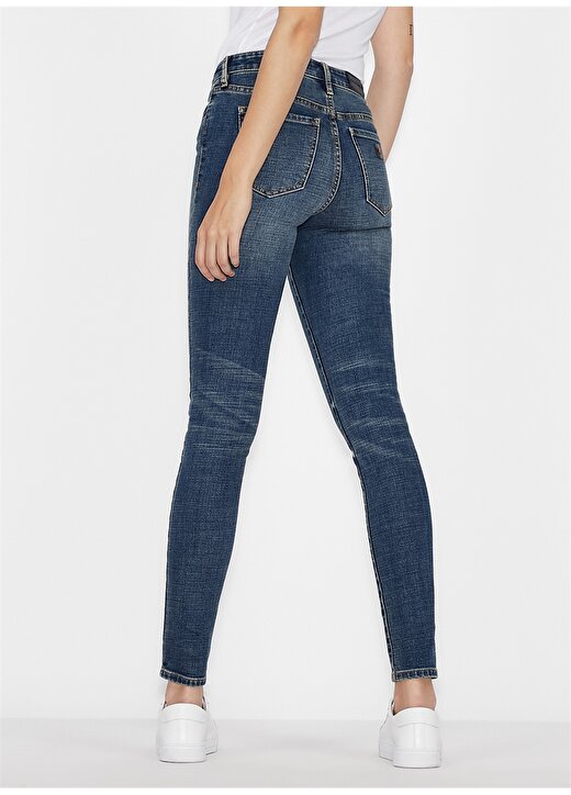 Armani Exchange Normal Bel Dar Paça Skinny Fit İndigo Kadın Denim Pantolon 6KYJ01 4