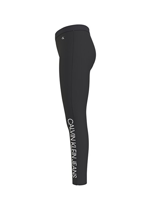 Calvin Klein Logo Legging Normal Bel Dar Kalıp Düz Siyah Kız Çocuk Tayt 2
