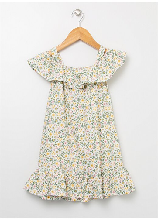 Limon Limon Sn-70 Ekru Straplez Geniş Fit Kız Çocuk Desenli Elbise Elbise 2