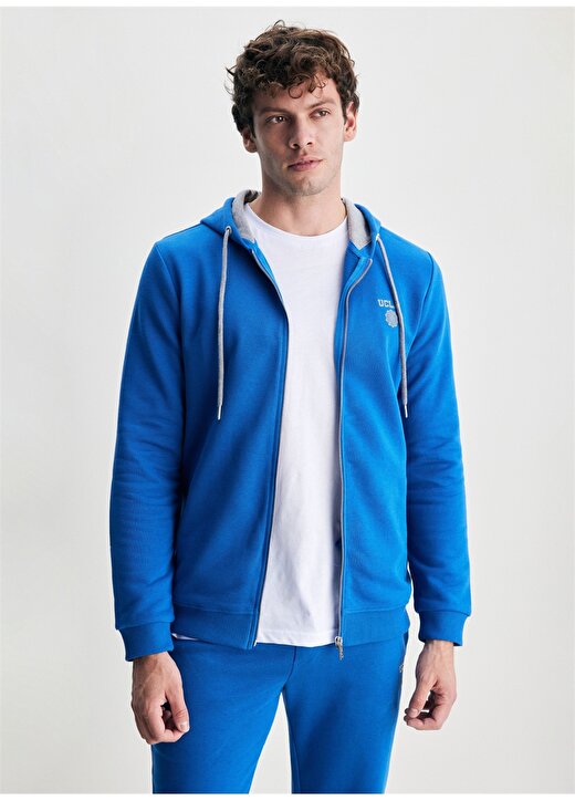 Ucla HILGARD Kapüşonlu Standart Kalıp Mavi Erkek Sweatshirt 1