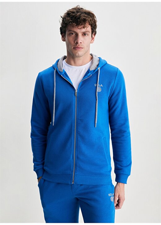 Ucla HILGARD Kapüşonlu Standart Kalıp Mavi Erkek Sweatshirt 3