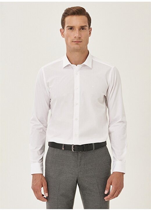 Altınyıldız Classics Slim Fit Klasik Gömlek Yaka Düz Beyaz Erkek Gömlek 4A2000000001 4