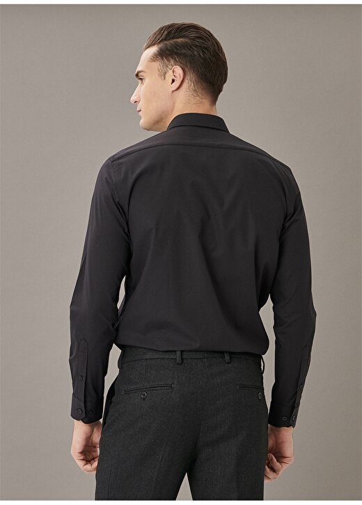 Altınyıldız Classics Slim Fit Klasik Gömlek Yaka Düz Siyah Erkek Gömlek 4A2000000001 4