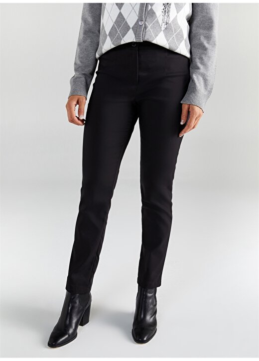Faik Sönmez Normal Bel Slim Fit Siyah Kadın Pantolon - B00052 4