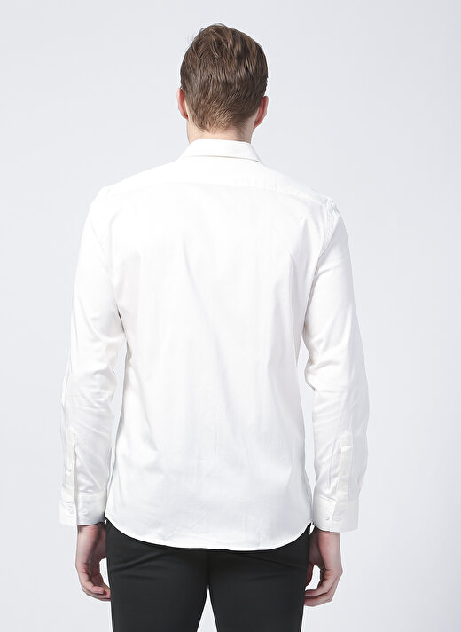 Fabrika Basic Gömlek Yaka Düz Beyaz Erkek Gömlek SATEN 4
