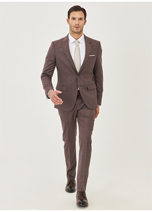 Altınyıldız Classics Normal Bel Slim Fit Bordo - Gri Erkek Takım Elbise 4A3022100058 2