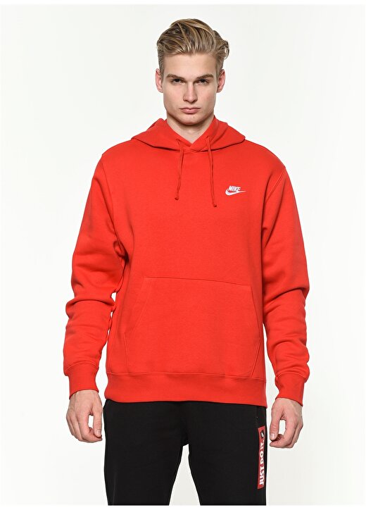 Nike Bv2654-657M Nsw Club Hoodie Po Bb Kapüşonlu Standart Kalıp Kırmızı - Pembe Erkek Sweatshirt 1