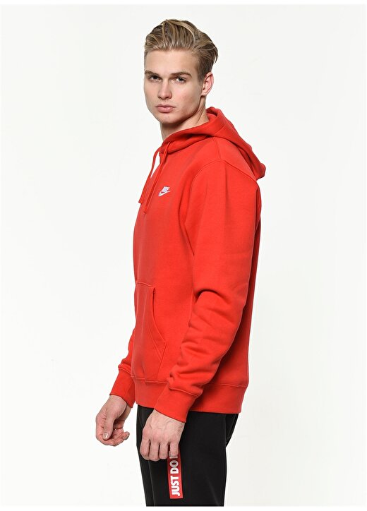 Nike Bv2654-657M Nsw Club Hoodie Po Bb Kapüşonlu Standart Kalıp Kırmızı - Pembe Erkek Sweatshirt 4